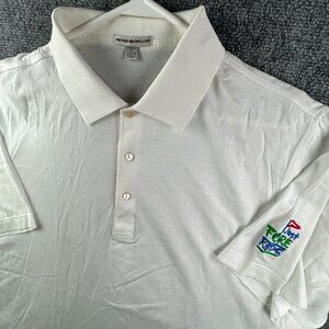Peter Millar Cotton Polo Shirt Short Sleeve White Just Fore Kids Golf Charity L